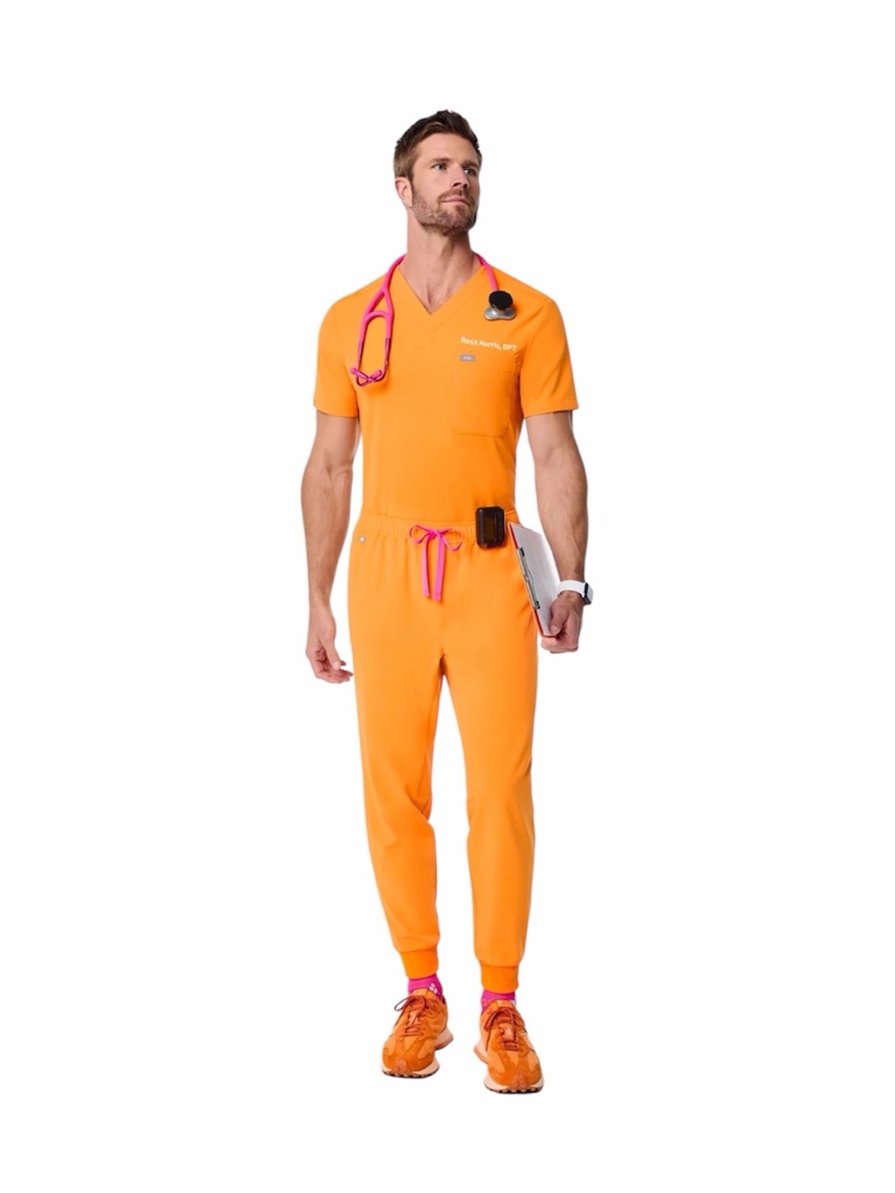 Figs Tansen Jogger Scrub Pants Men’s Orange XLS 5 Pockets Elastic Waistband